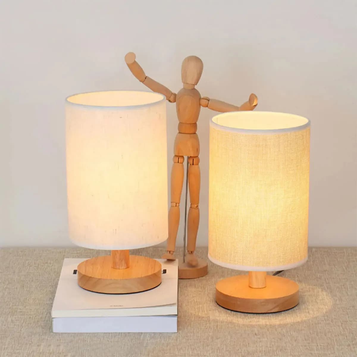 USB Wooden Bedside Lamp with Warm White Light