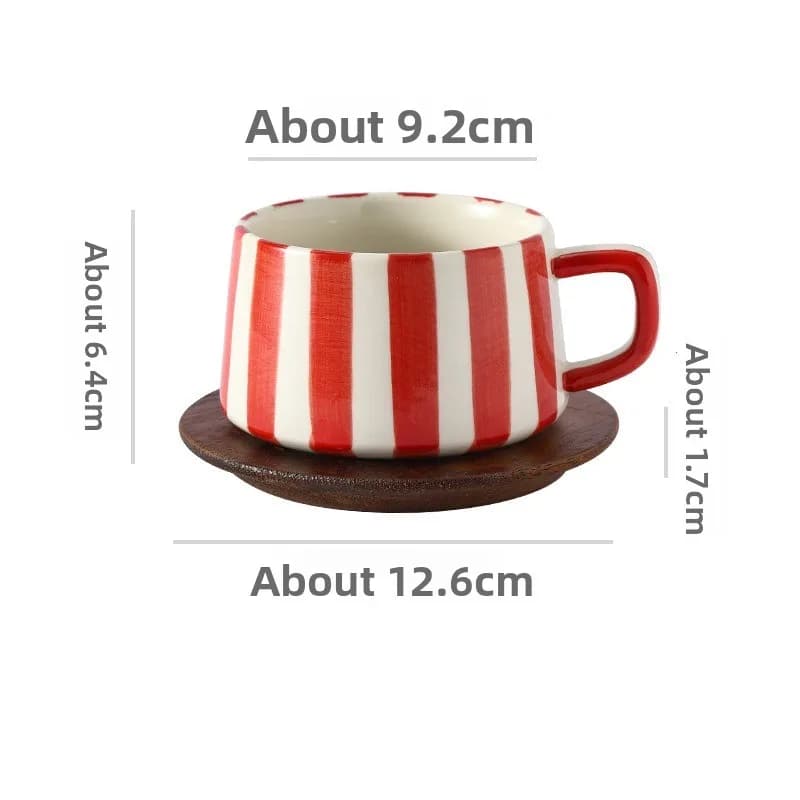 Hand-Painted Striped Ceramic Mug Set