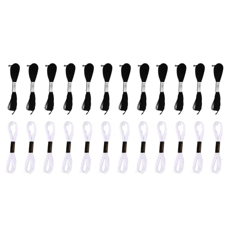 Black and White Embroidery Floss Skeins