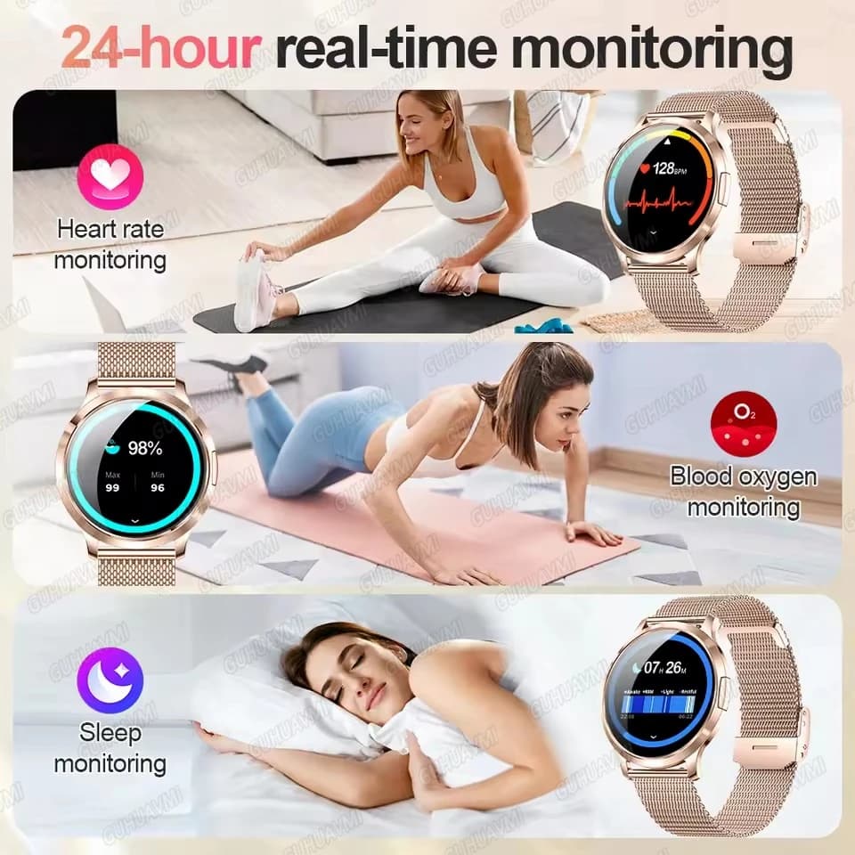 2026New Smart Watch 1.32”AMOLED Ultra-thin Display 100+Sports modes Blood Pressure Waterproof Bluetooth call Bracelet Women Gift