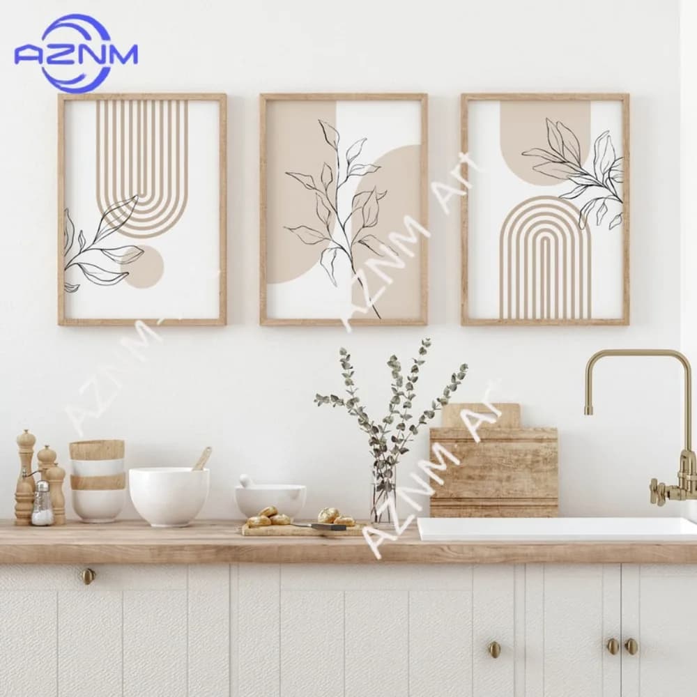 Neutral Beige Plant Wall Prints
