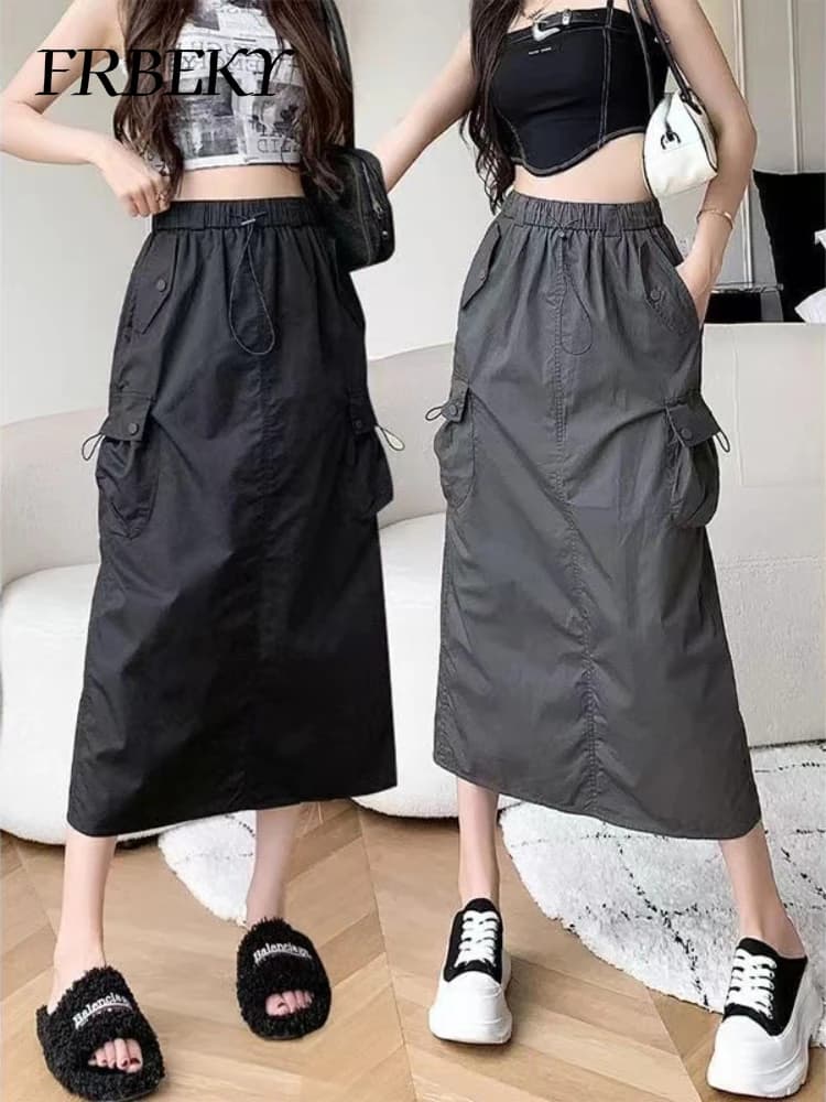 Women's Drawstring Workwear Midi Skirt