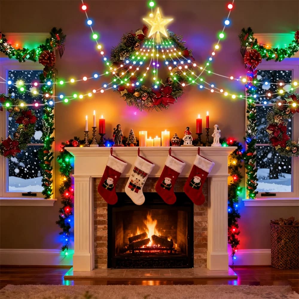 Smart RGBIC Christmas Tree Lights with Star Topper