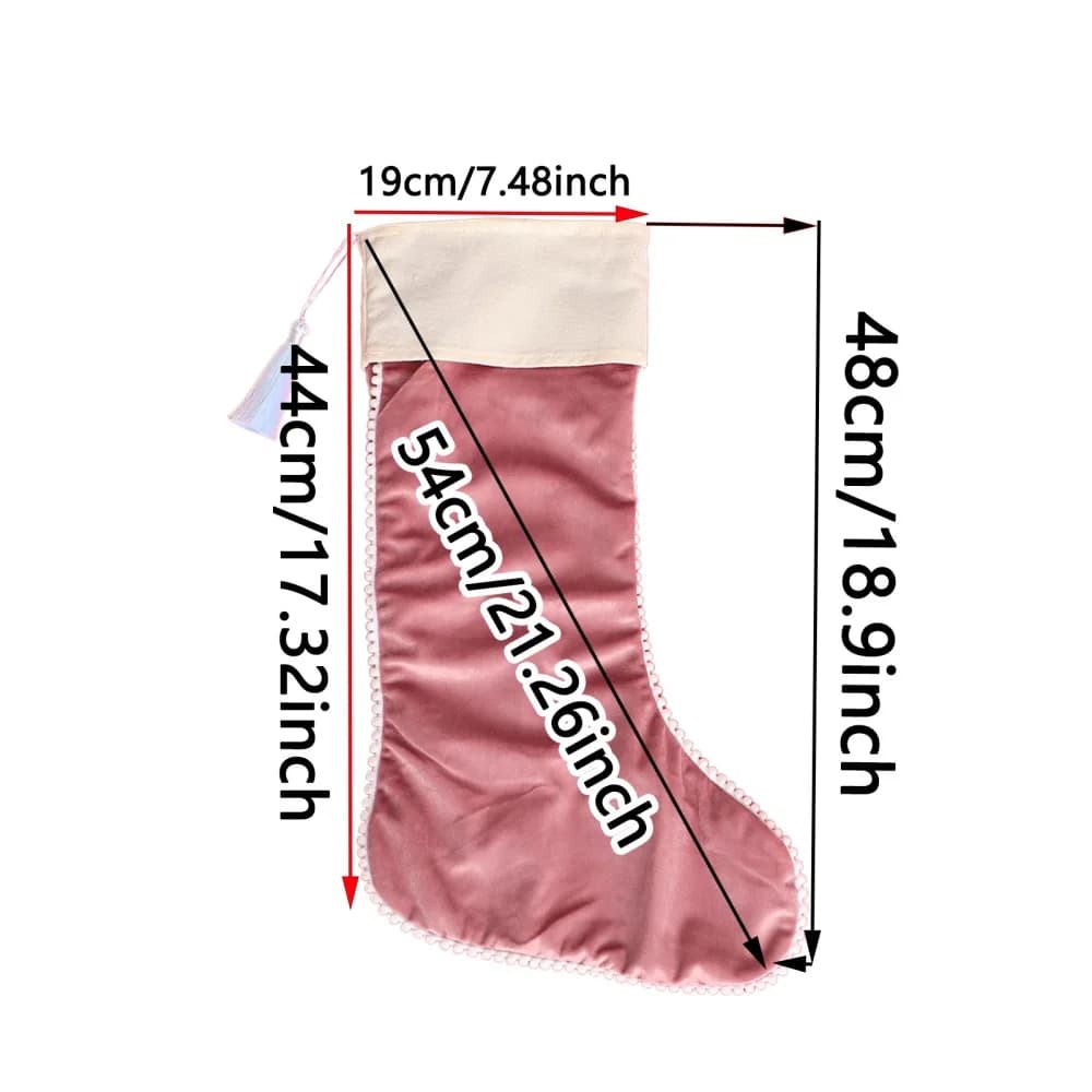 Velvet Christmas Stockings with Pom Trim