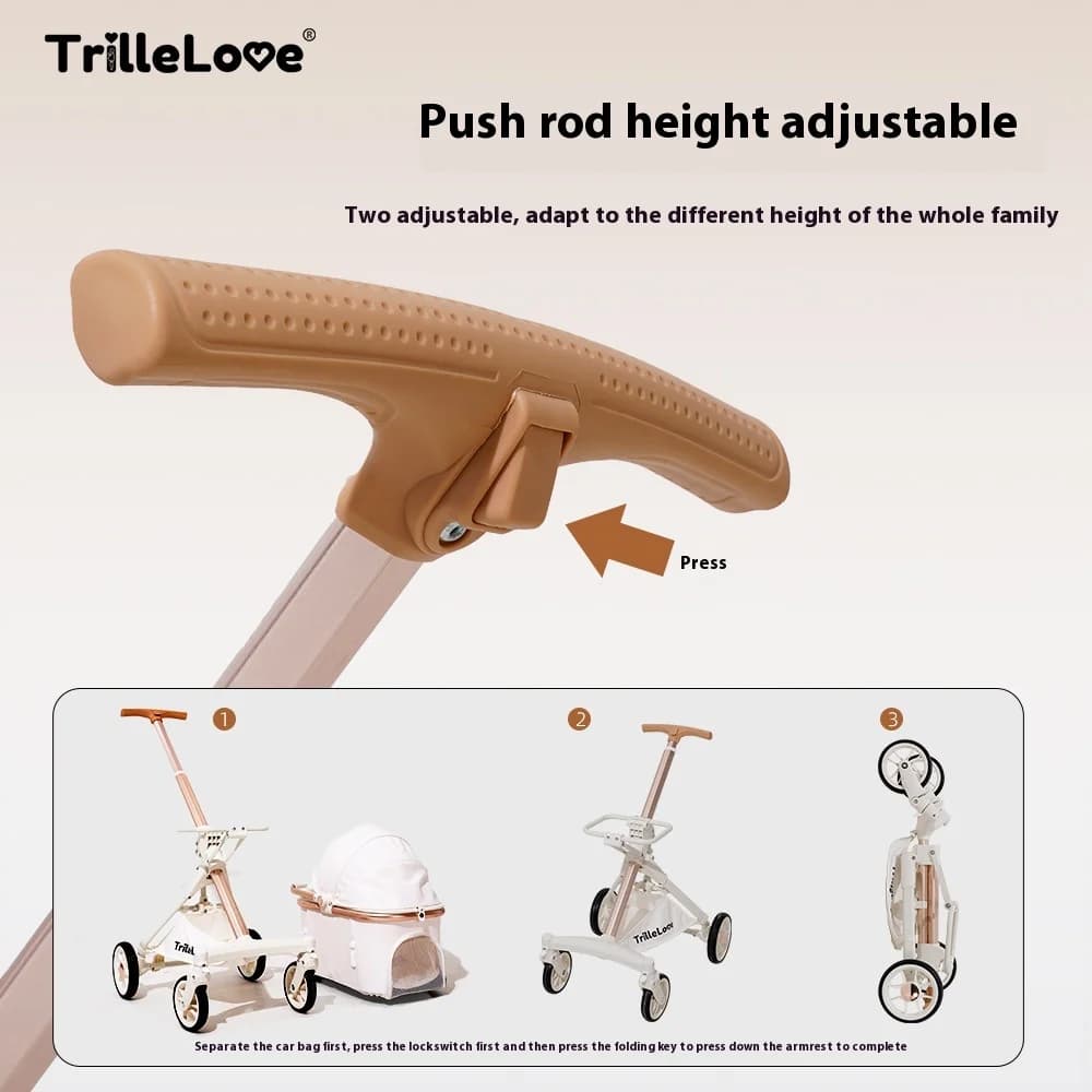 Lightweight Portable Dogs Stroller Foldable Pet Carrier with Separable Design for Outdoor Walking Pet Bag