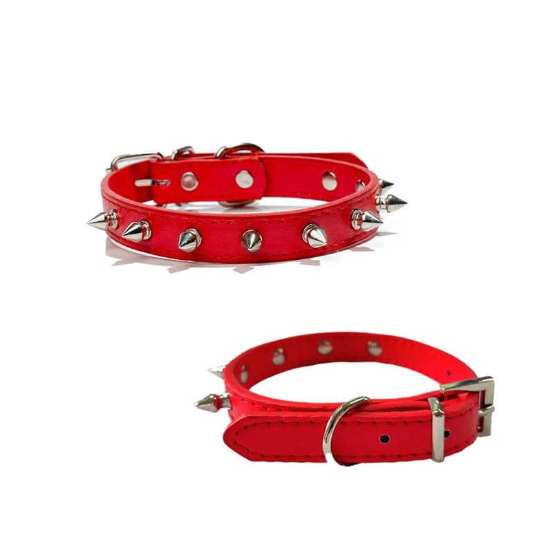 Adjustable PU Leather Spiked Dog Collar