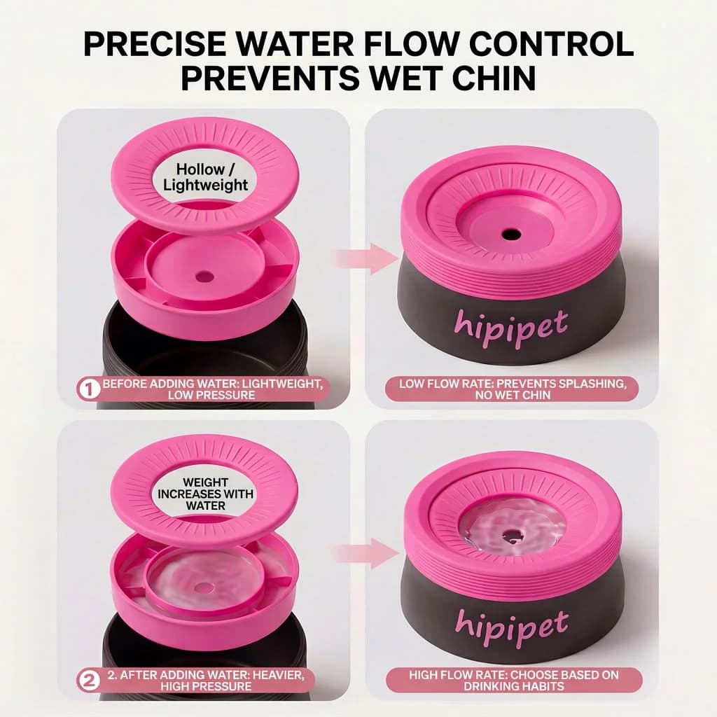 Pet Water Bowl with Anti-Wet Spill Mat