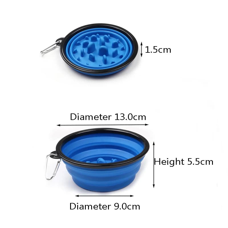 Collapsible Slow Feed Pet Bowl with Buckle