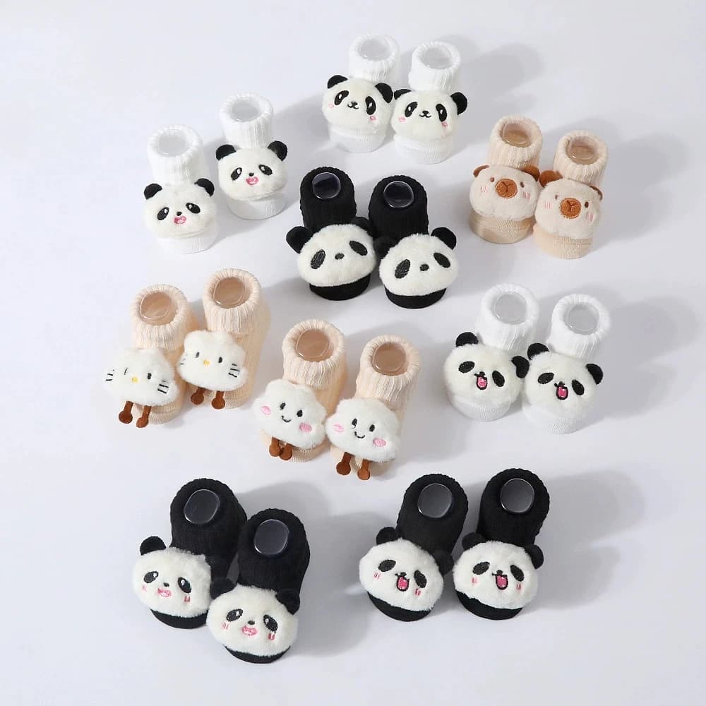 Newborn Cotton Baby Socks With Animal Prints 3-Pack