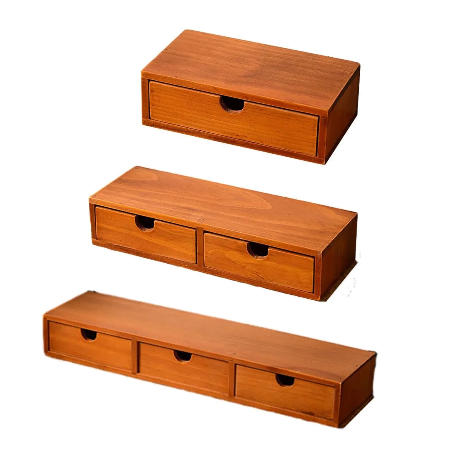 Rustic Wooden Desk Organizer with Drawer