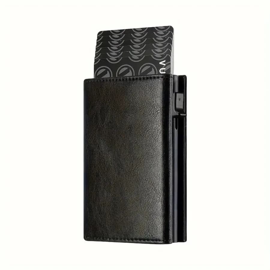 Men's Wallet with Zipper Coin Purse Automatic Pop-up Metal Credit Card Holder Minimalist RFID Blocking Business Card Wallet Idea