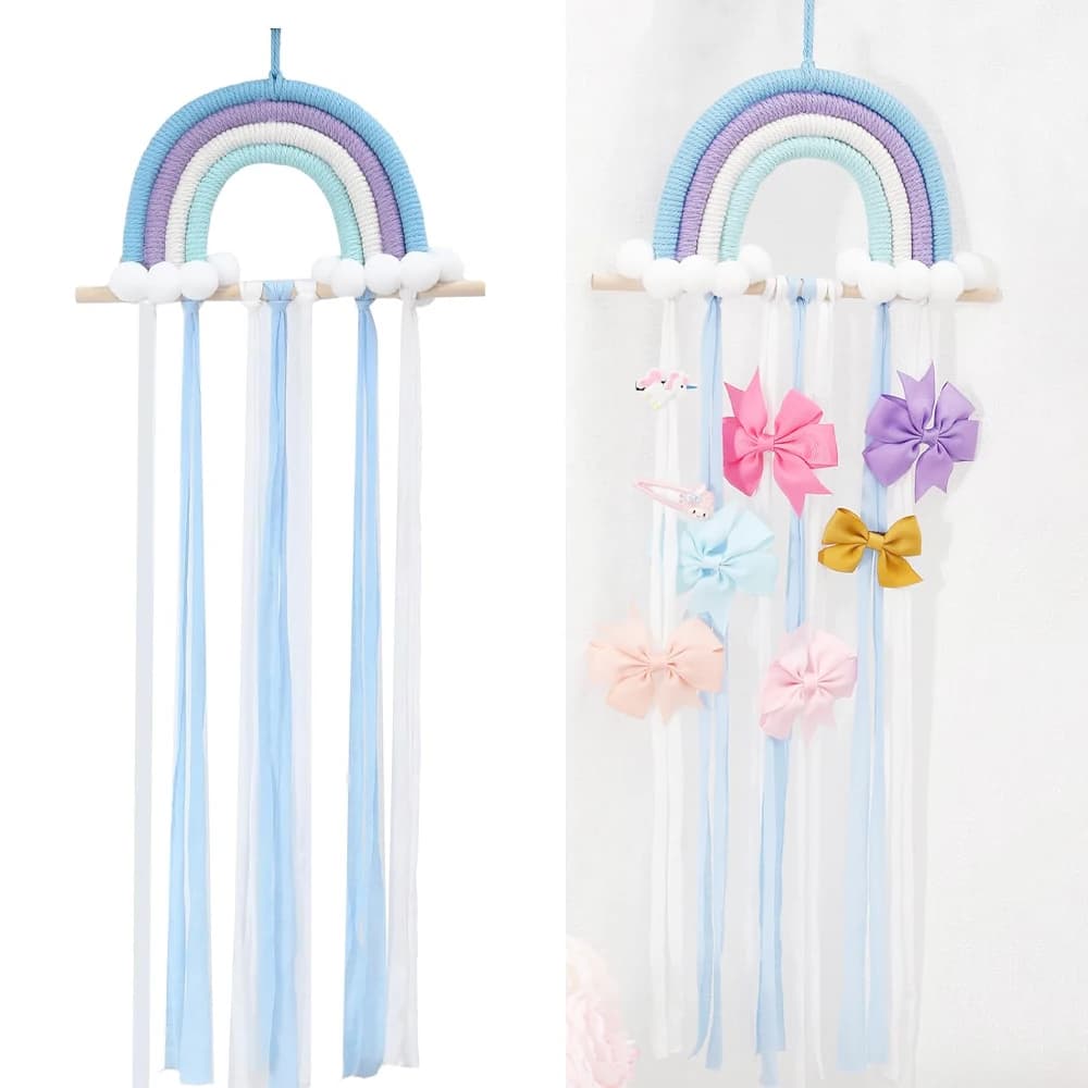 Hair Accessories Hanging Storage Rack, Wall Decoration, Hair Bow Storage Belt, Braided Rainbow Baby Hairpin Accessories Stand