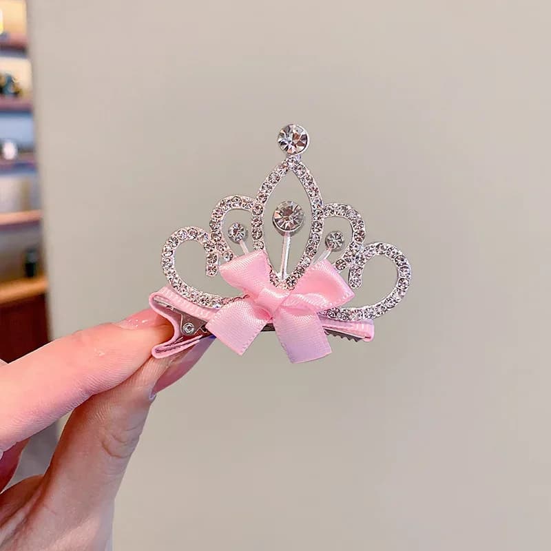 Dog and Cat Hair Clips Crown Bow Multicolor