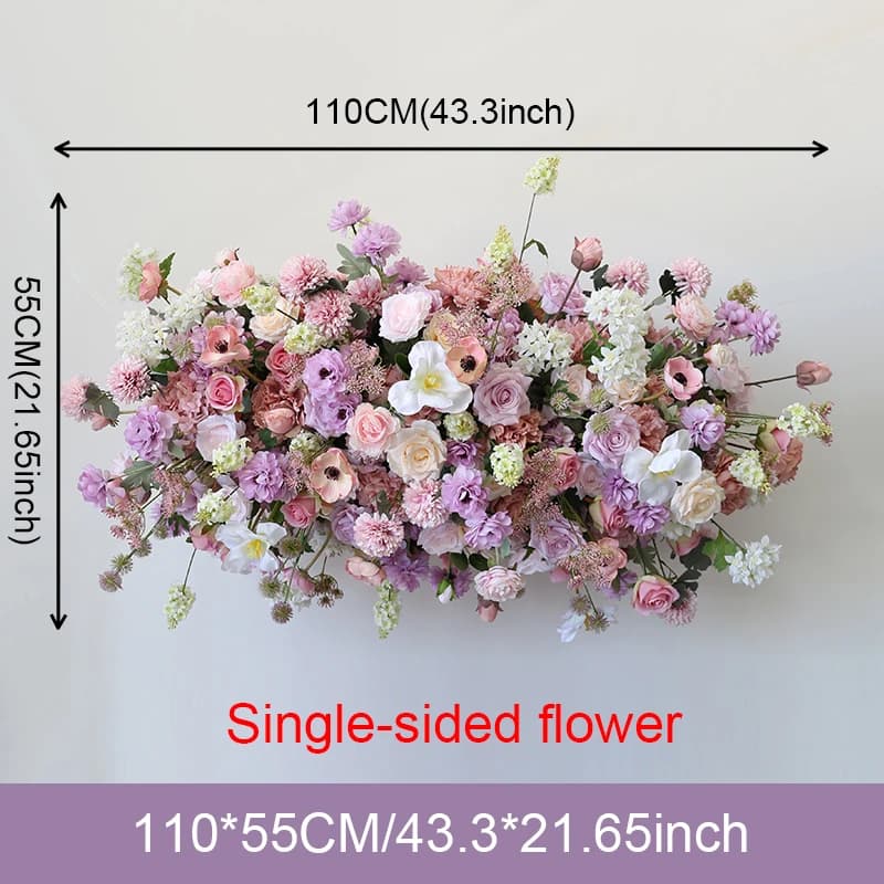 Wedding Decor Table Runner Purple Rose Dahlia Flower Row Strips Suspended Ceiling Floral Arrangement Event Window Display Props