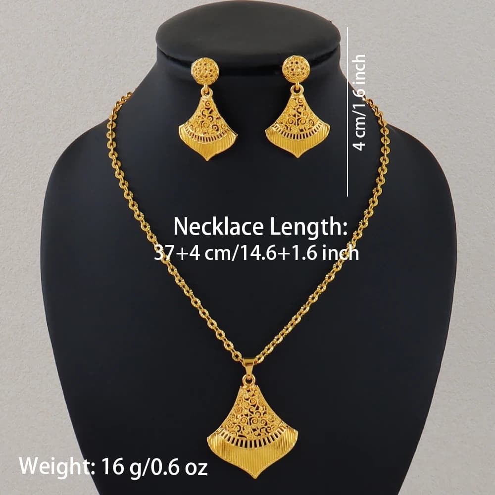 Ethiopian Jewelry Set for Women Gold Plated Necklace and Earrings Set for Women High Quality Sets for Women Weddings Mother Set