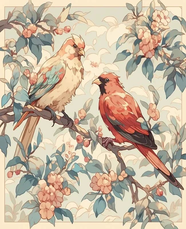 Paint By Numbers Bird Illustration Art Kit