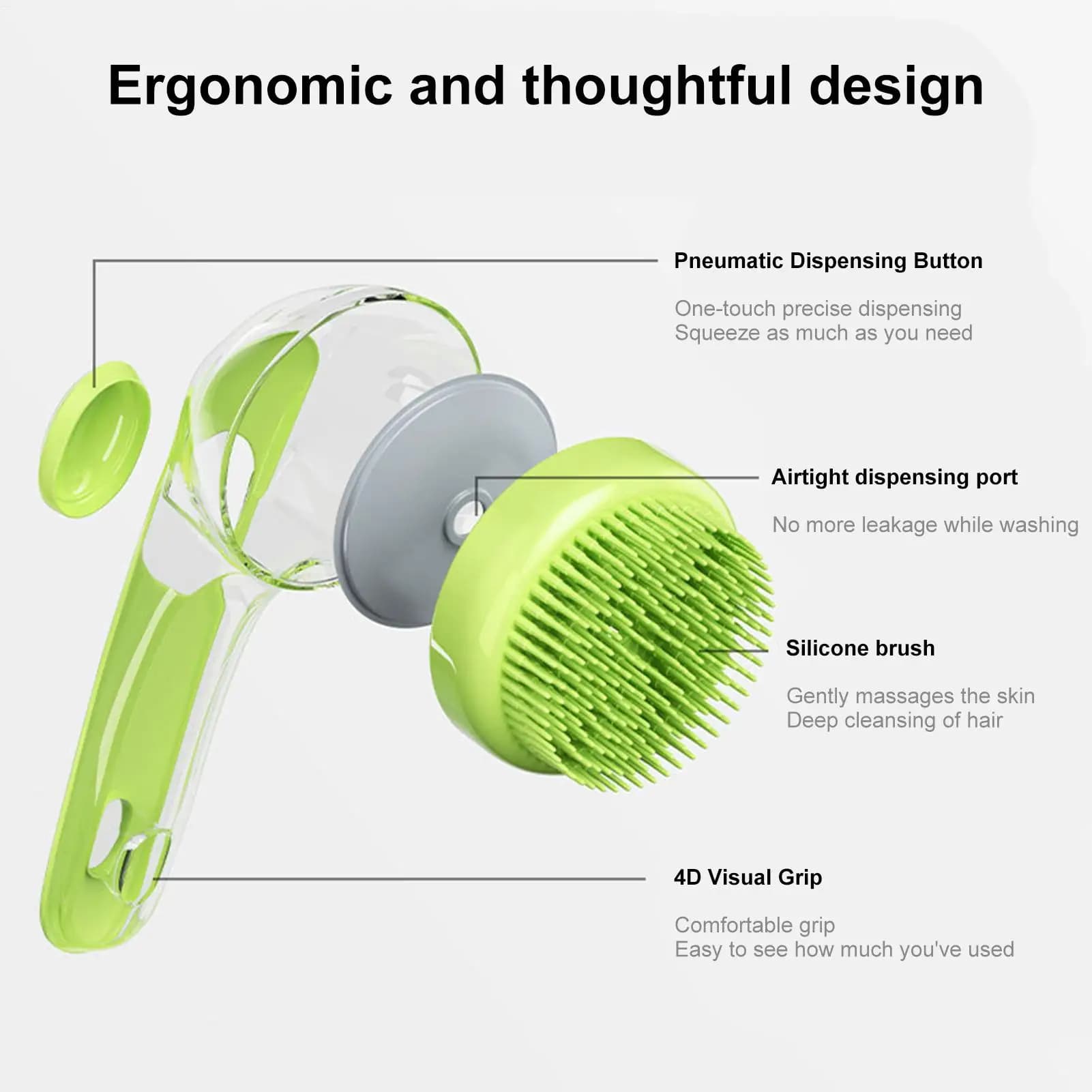 Dog Shampoo Brush with Soap Dispenser