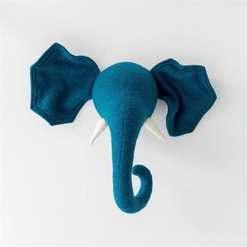 Kids Room Decoration 3D Cartoon Animal Head Wall Hanging Decor Elephant Deer Unicorn Stuffed Toys For Children Bedroom Decor