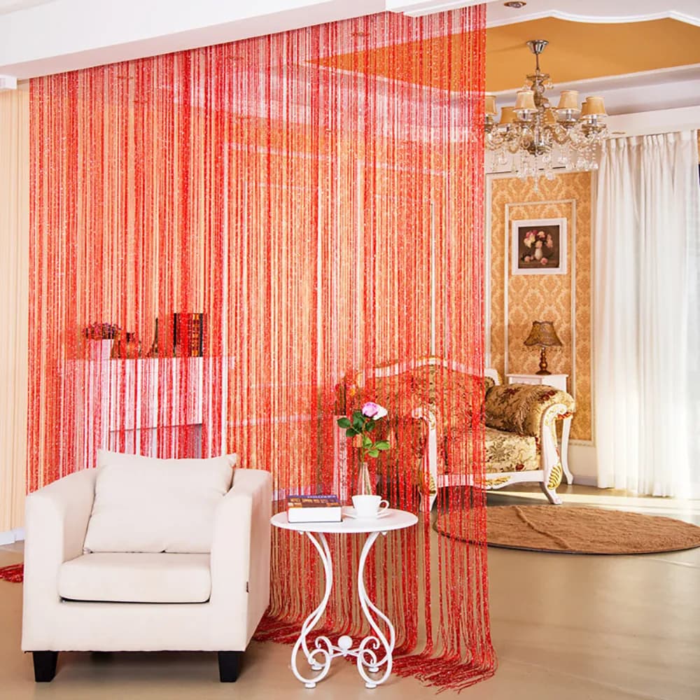 String Curtain Panel With Tassel Fringe