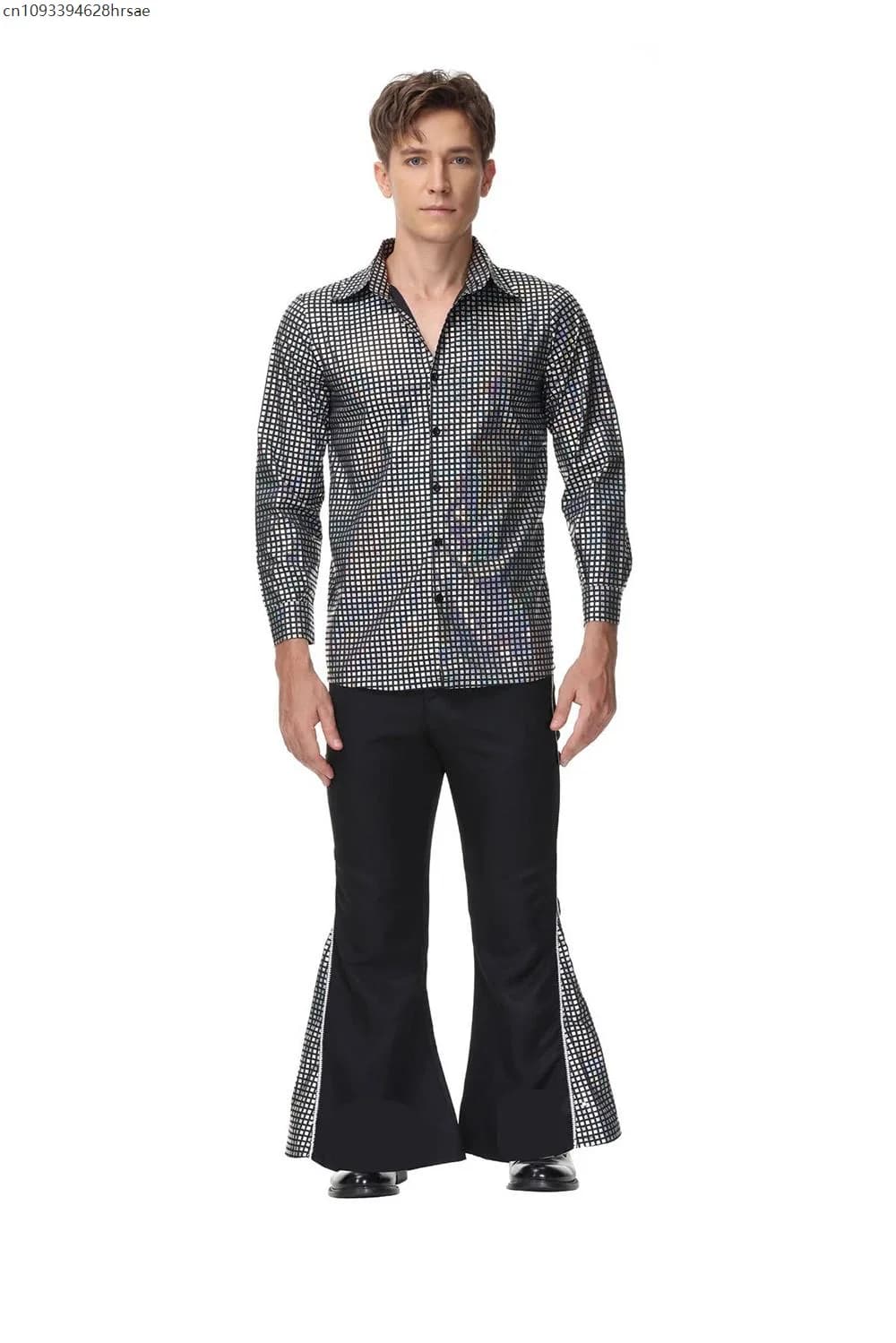 Halloween Hippie Costumes Set 70s 80s Cosplay Costume Suit for Men Fancy Disguise Carnival Party Vintage Rock Disco Club Show