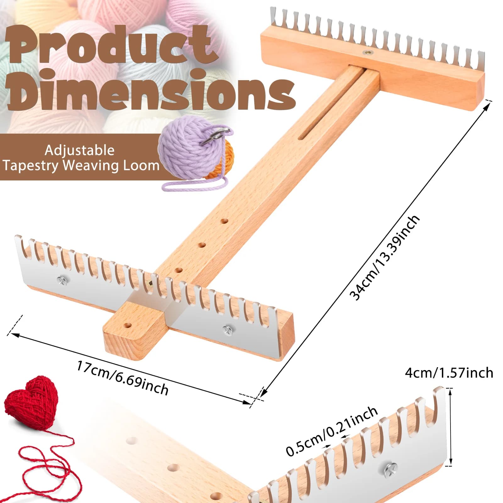 Adjustable Wood Bead Loom for Jewelry Making