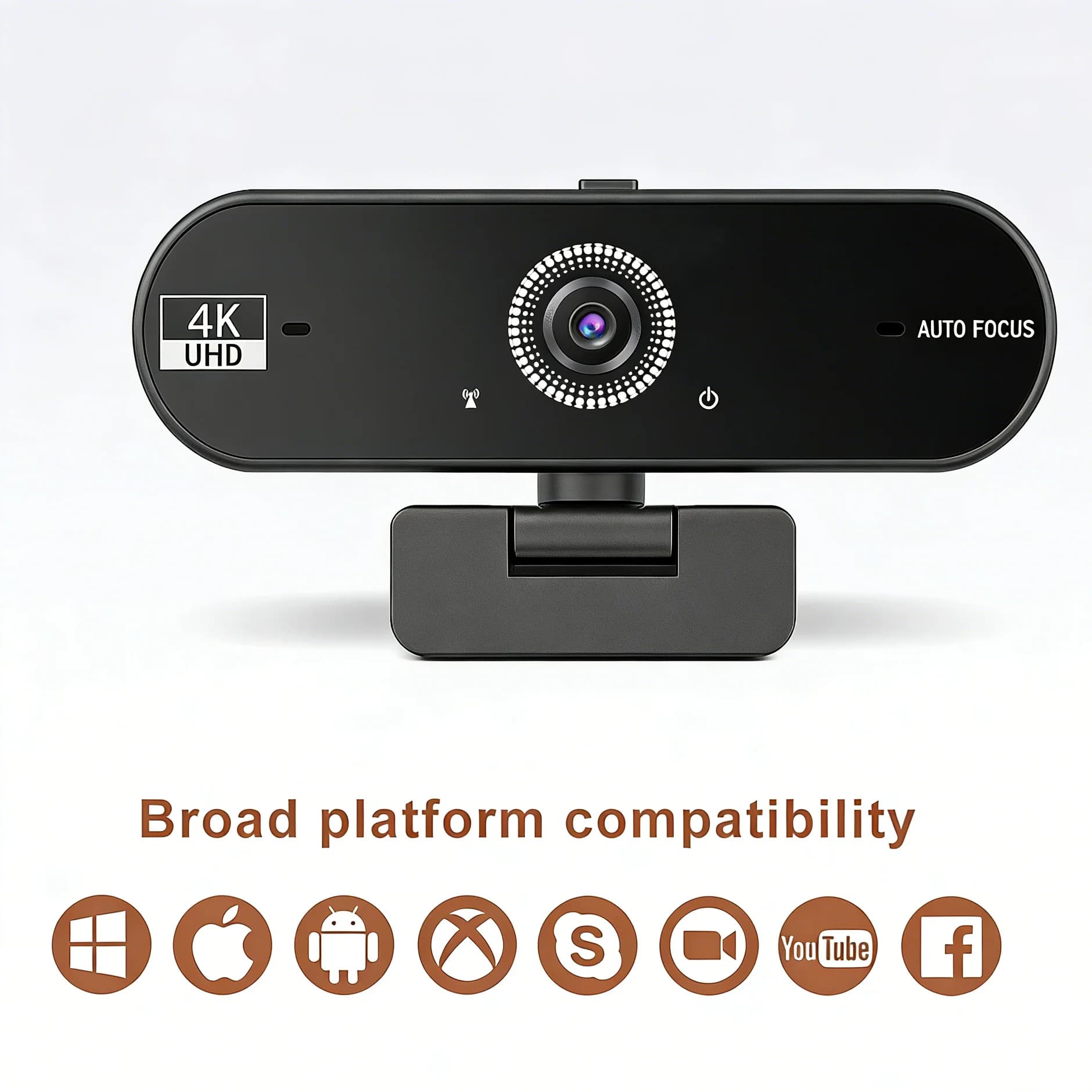4K Webcam for PC 30fps Autofocus Web Camera With Noise Reducing Microphone Privacy Cover Auto Exposure USB 2.0 Type-C Adapter