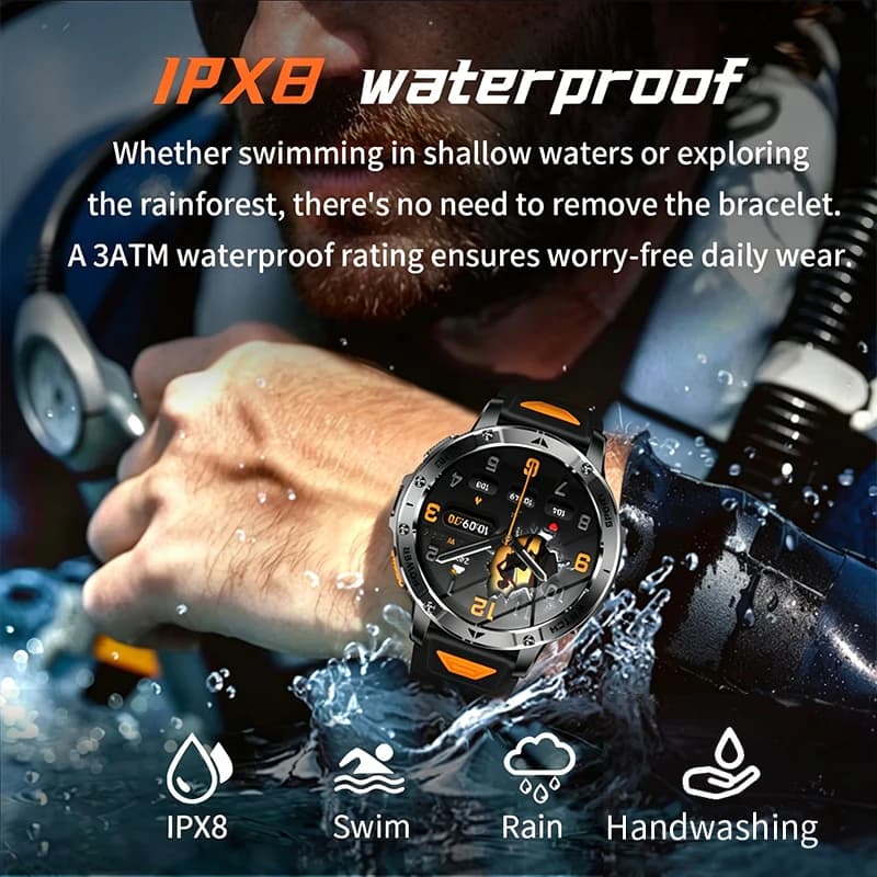 Smart Watch 1.7'' IPS Screen 1400mAh Battery IPX8 Waterproof 120+ Sports SOS LED BT Call Heart Rate Monitor Men Women