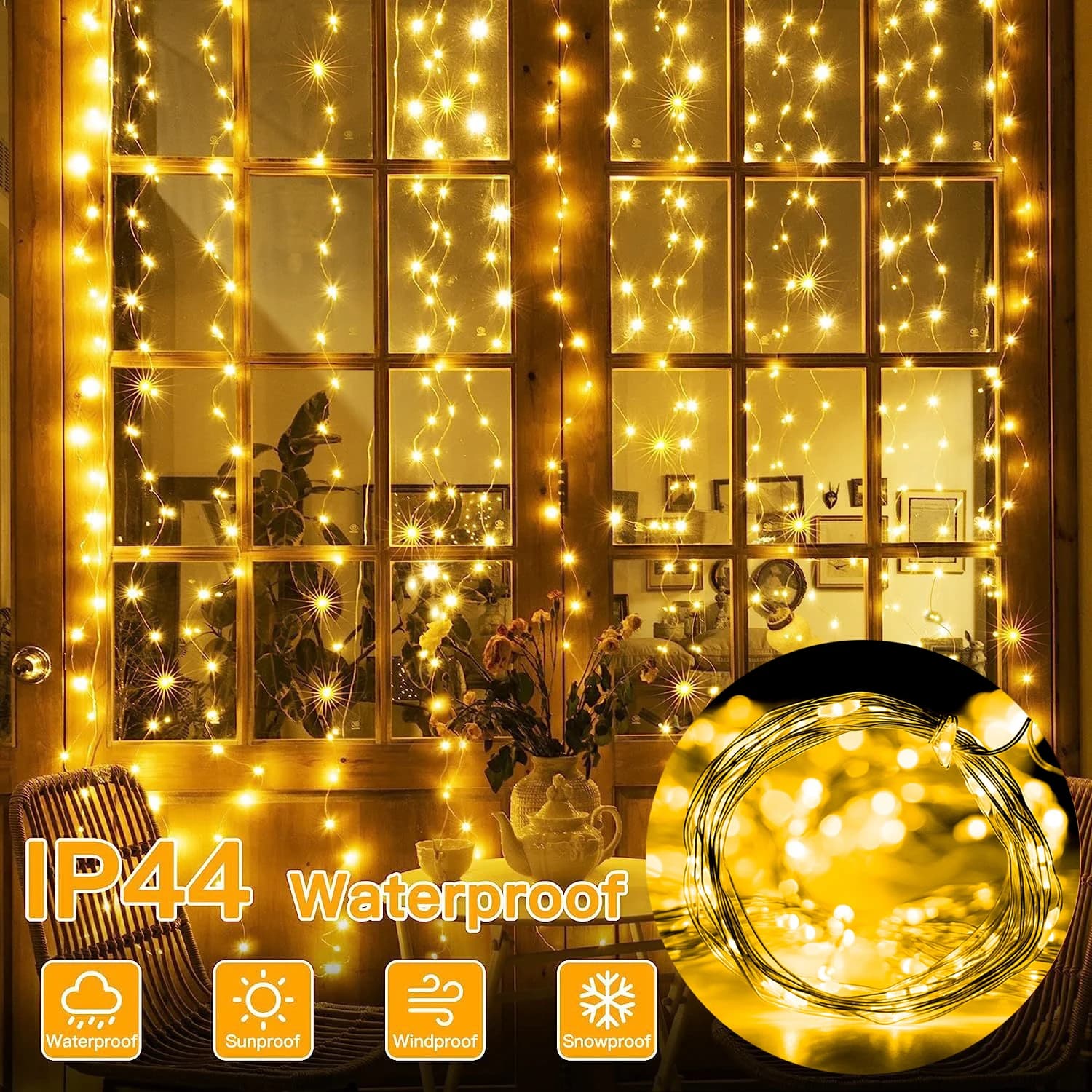 LED Fairy String Curtain Lights with Remote Control
