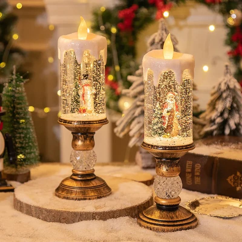 Christmas Crystal Snow Light Candle with Music