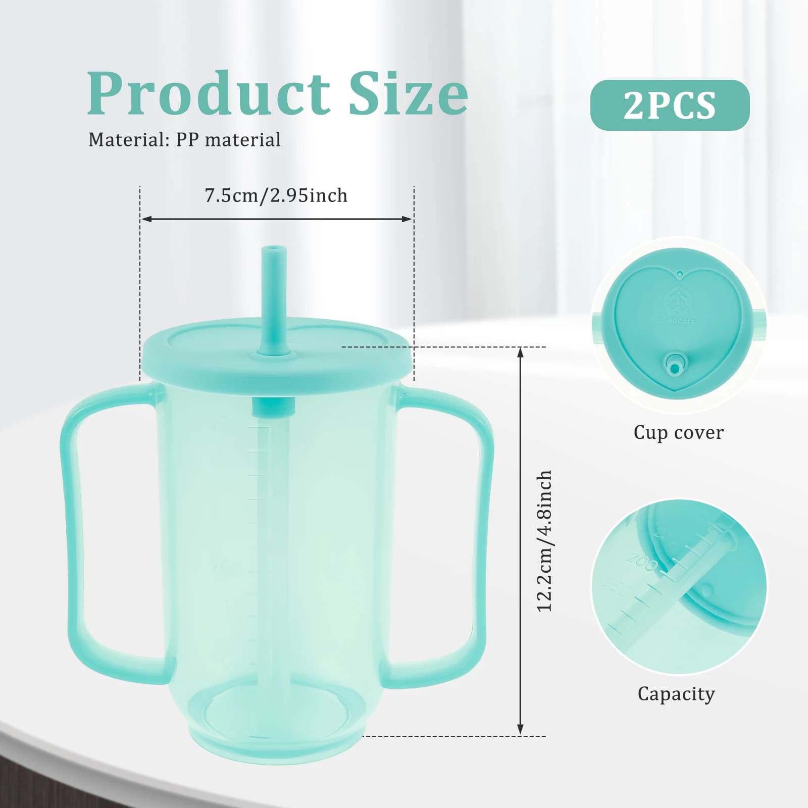 Spill-Proof Sippy Cup with Straw, 2-Pack