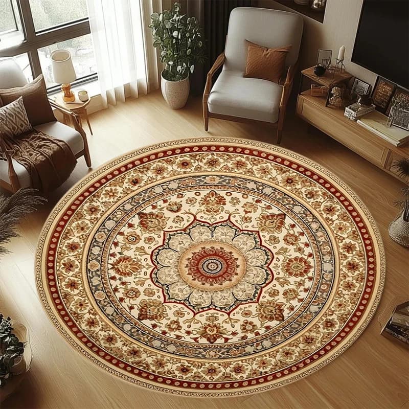 Persian Pattern Wine Red Area Rug