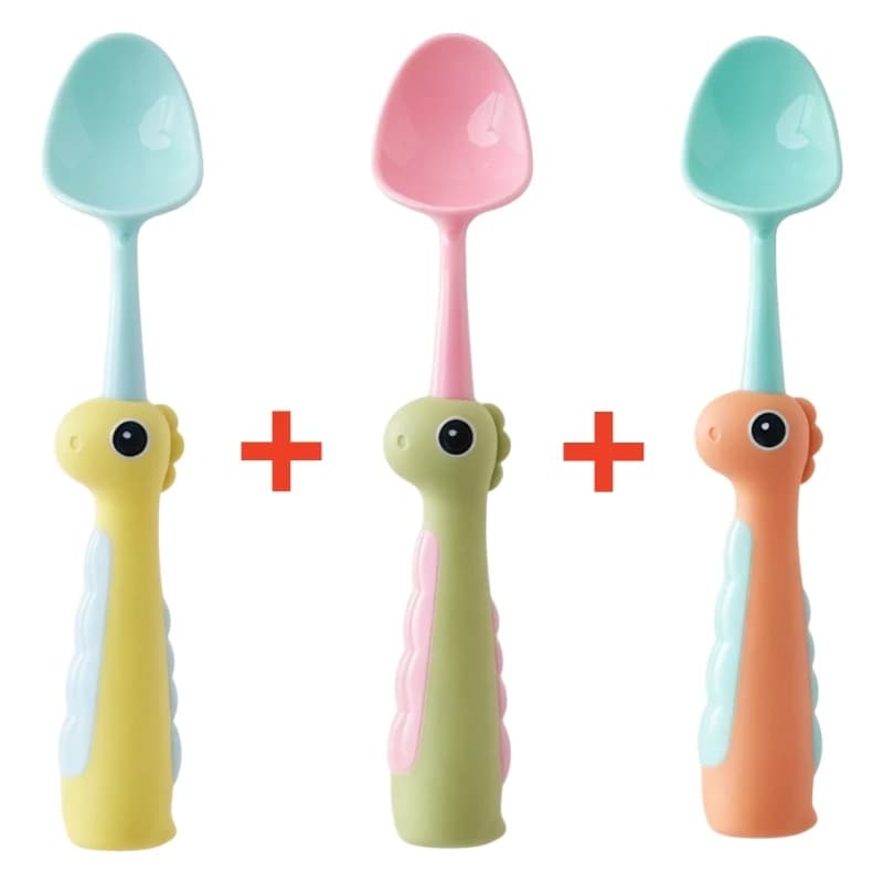 Cartoon Dinosaur Baby Spoon with Standing Base