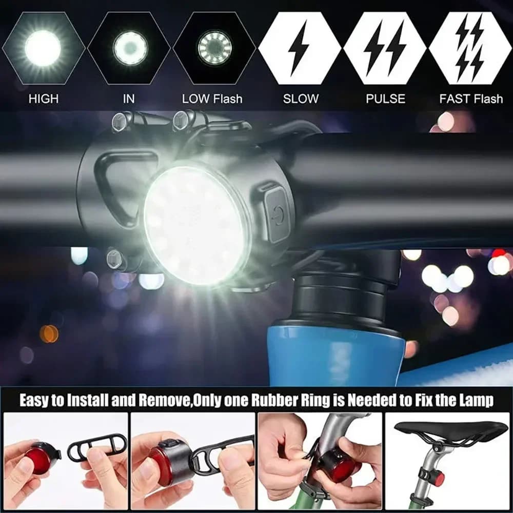 Bike Front and Rear Light Set USB Rechargeable