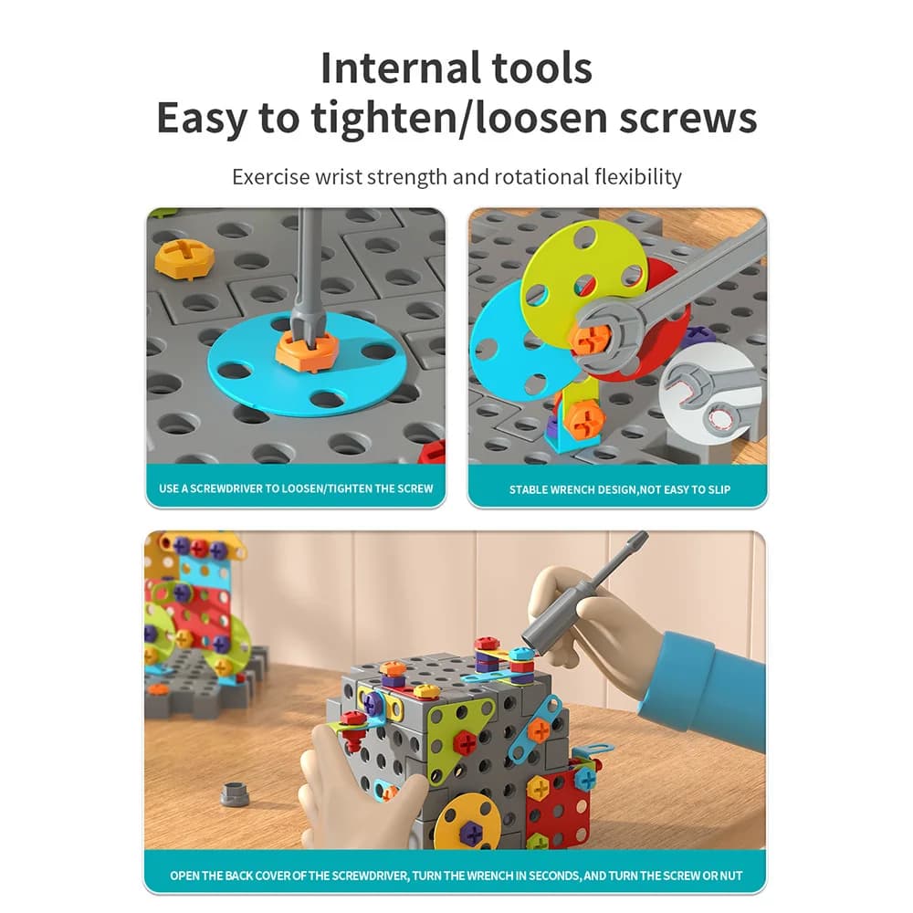DIY Building Blocks Set with Tools and Storage