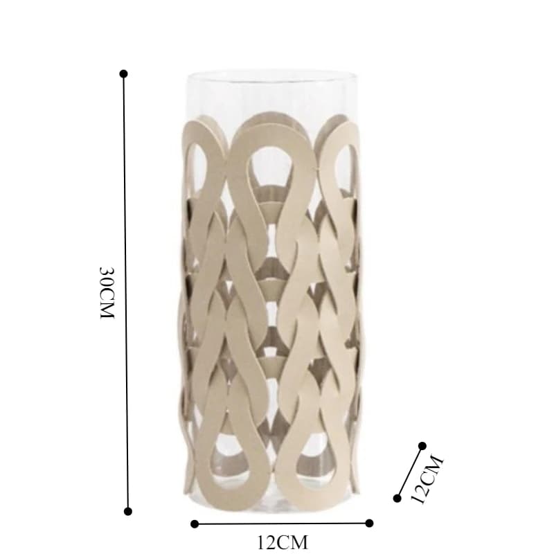 Glass Vase with Leather Weaving Accent