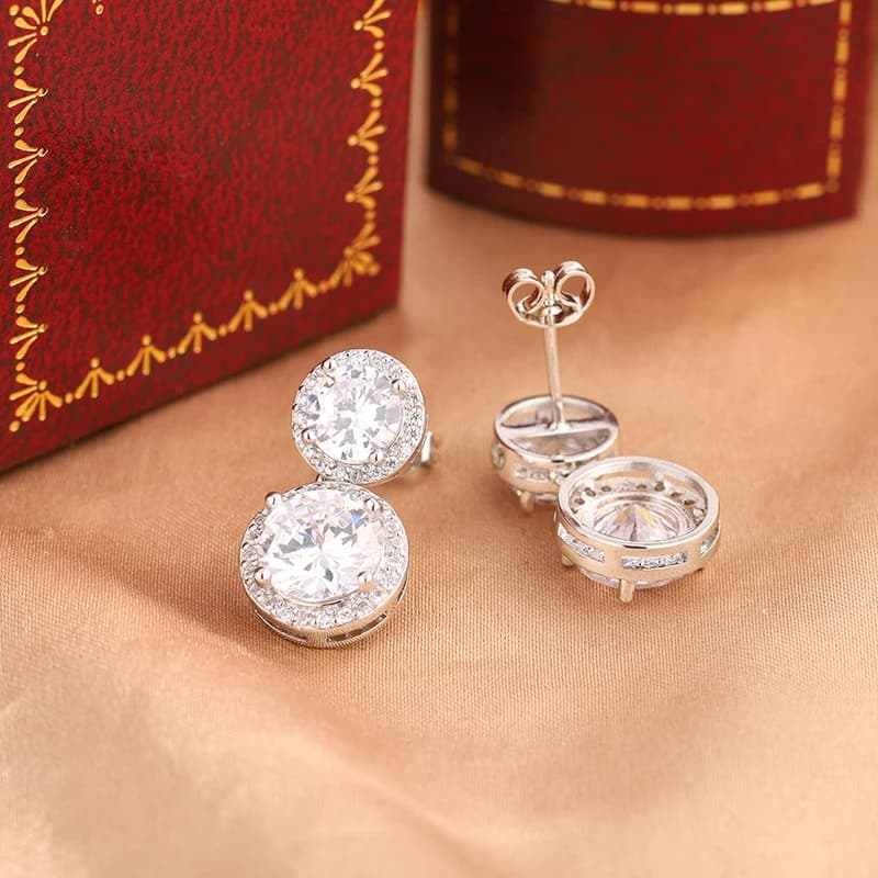 Two-Round Silver Stud Earrings