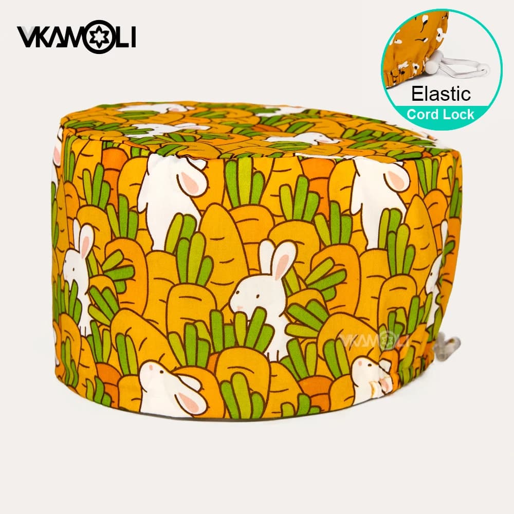 Animal Print Scrub Hat with Adjustable Ties