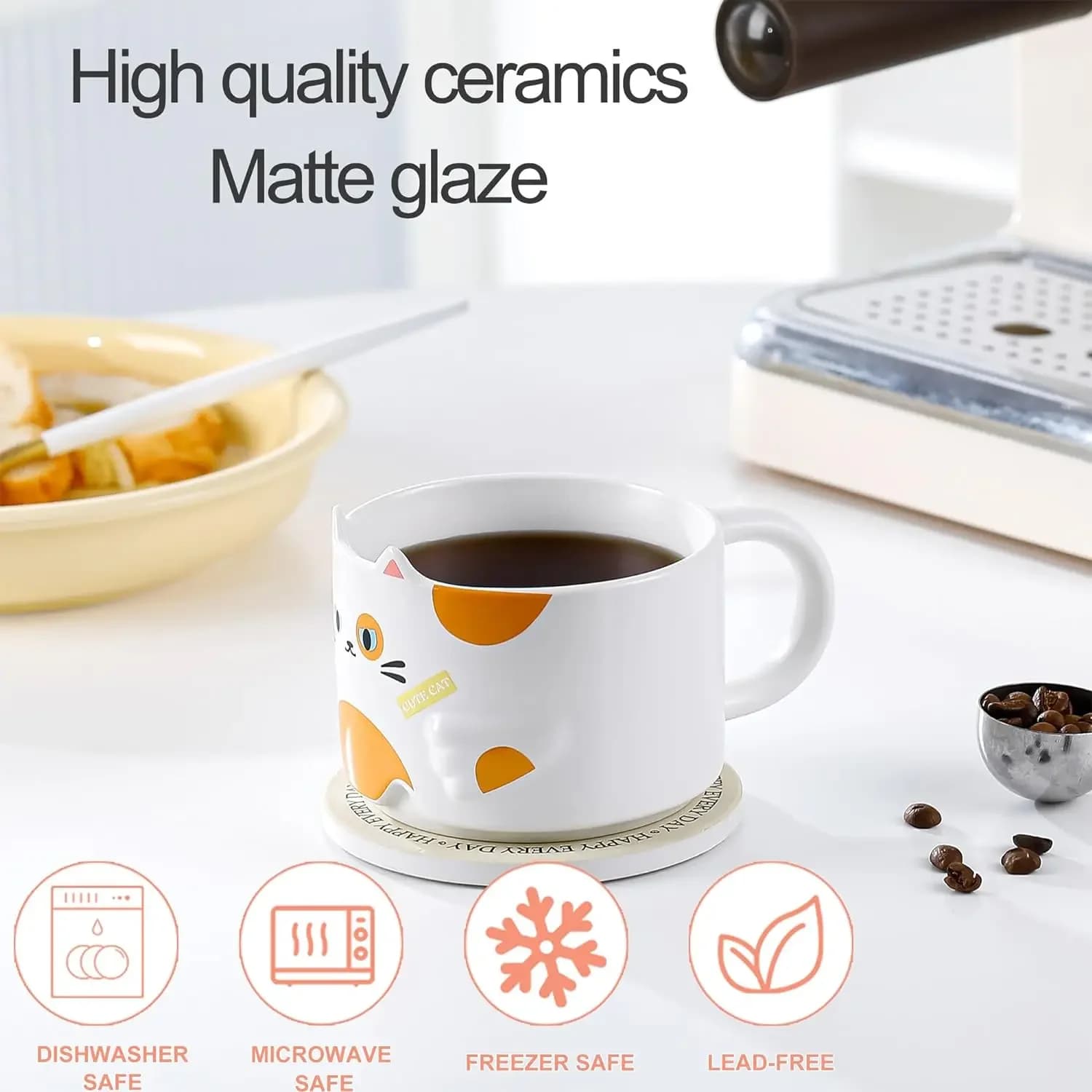 Stackable Porcelain Coffee Mugs Set of 4