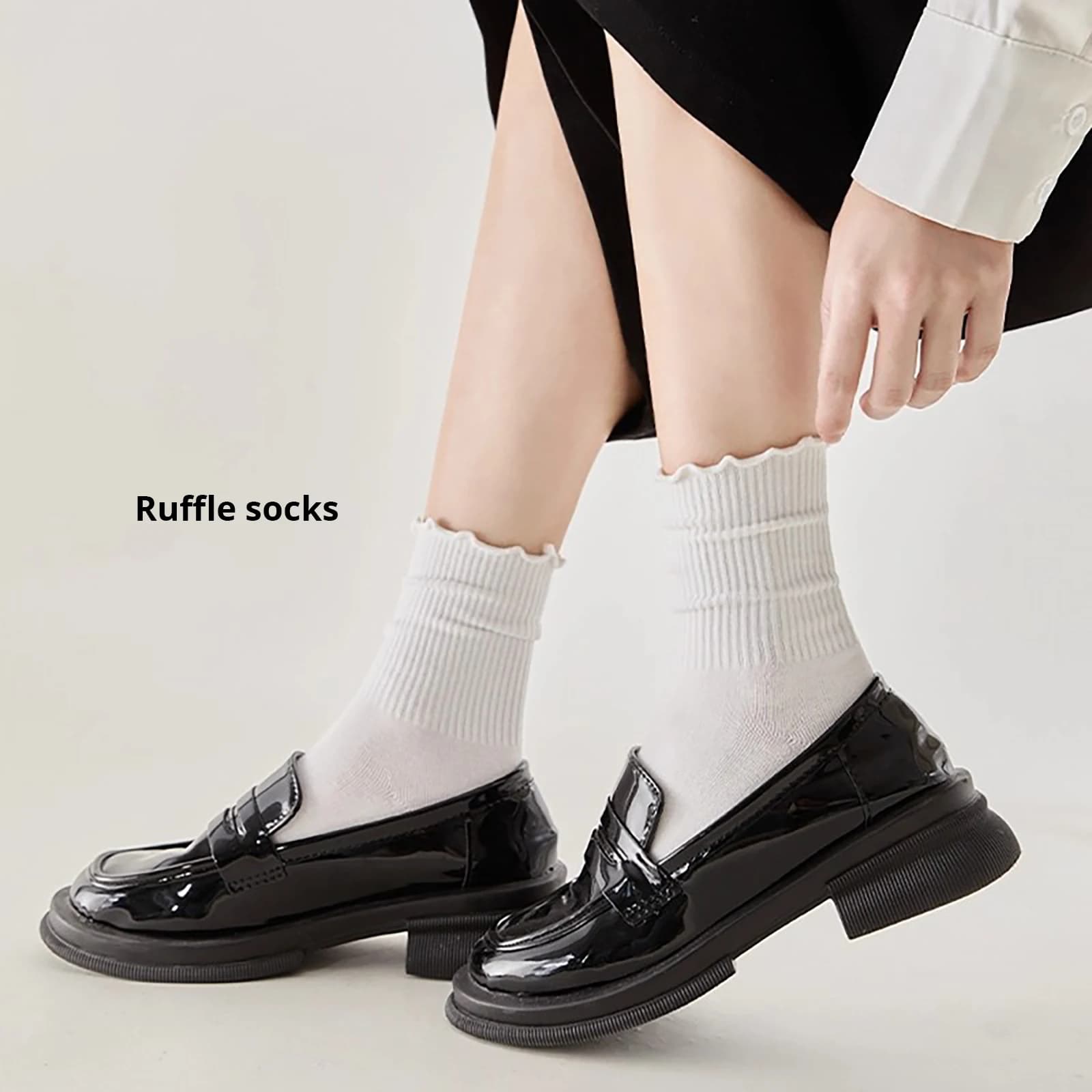 Women's Cotton Ruffle Mid-Calf Socks