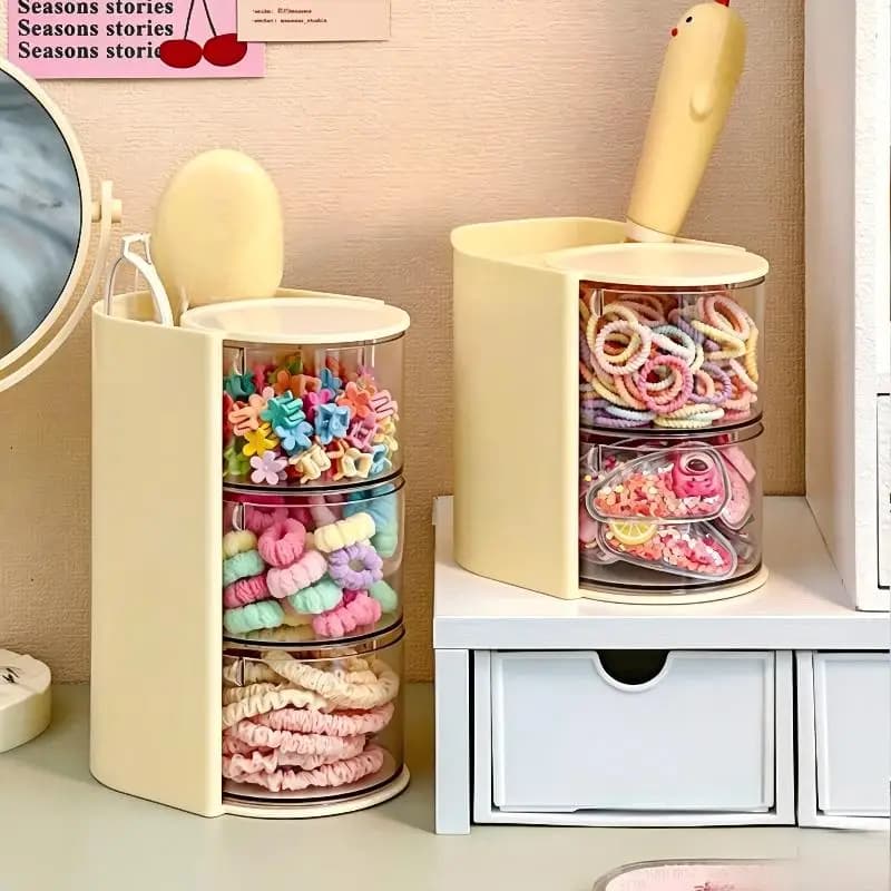Hair Accessories Organizer With Hair Brush Holder, Rotatable Makeup Brush Holder For Necklaces, Earring, Bracelet, Ring, Makeup