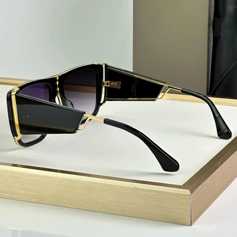 127 Luxury Big Squre Sunglasses with Side Shields for Men Women Acetate Top Quality Vintage Street Fashion UV400 Alloy with Case