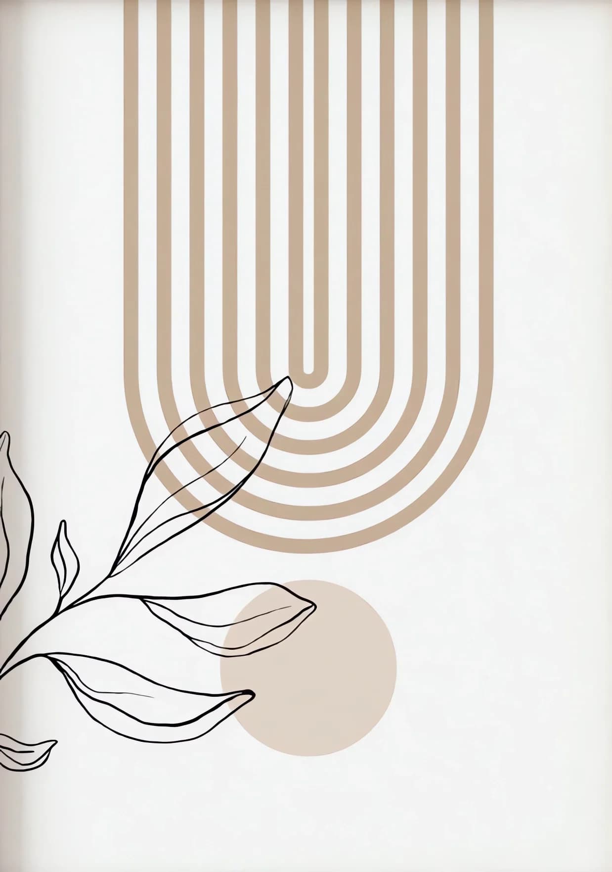 Neutral Beige Plant Wall Prints