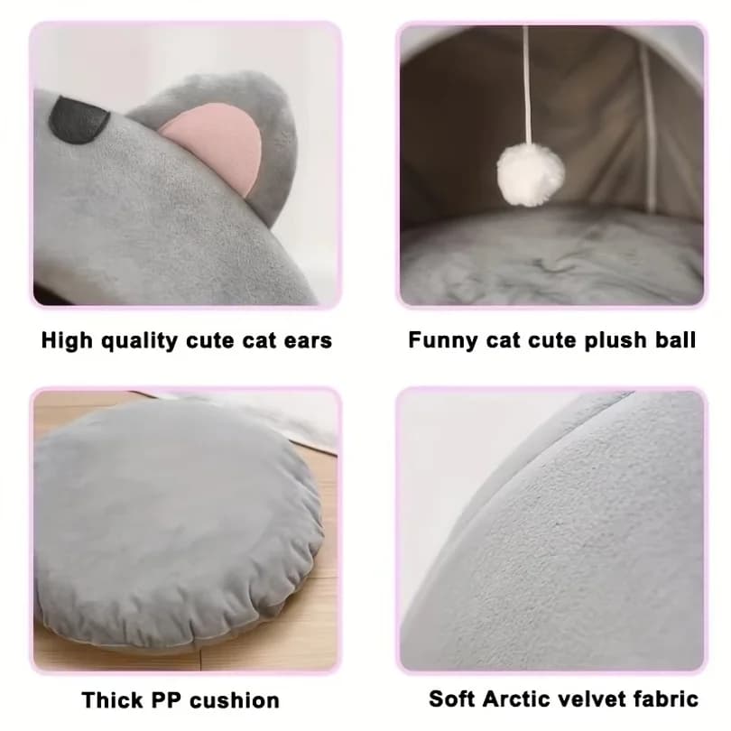 Cartoon Cat Cave Bed Pet Tent