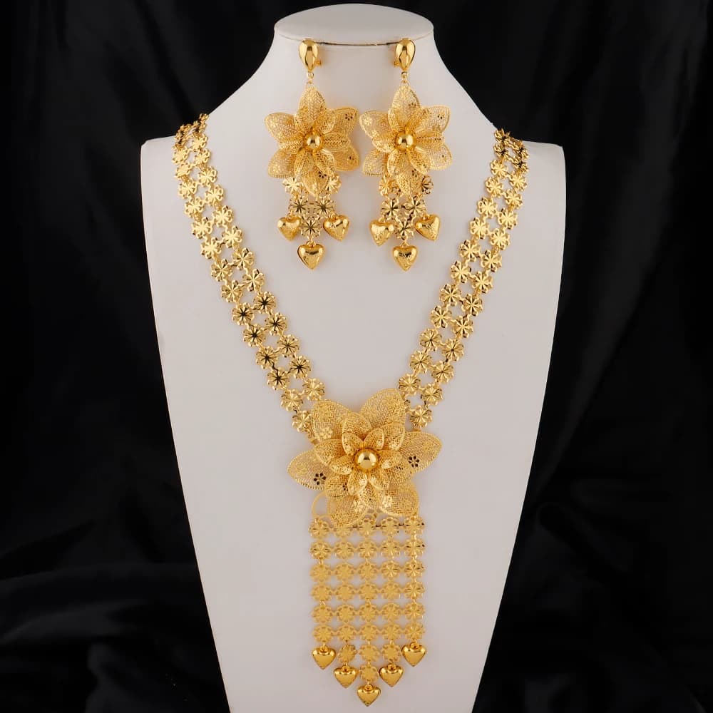 Middle East Jewelry Set Luxury Jewelry Sets Gold Plated Jewelry Tassel Necklace and Earrings Jewellery Set Wholesale