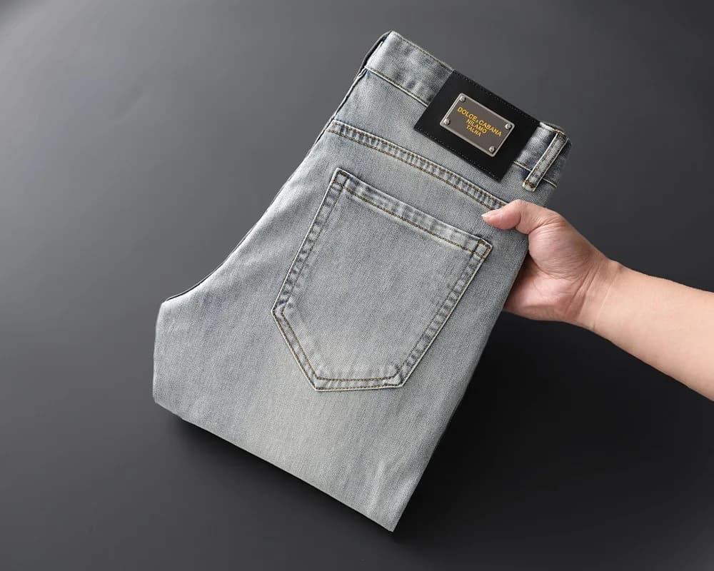 Men's Smoky Gray Slim Fit Printed Jeans