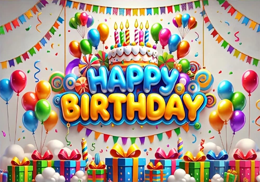 Rainbow Birthday Backdrop Banner