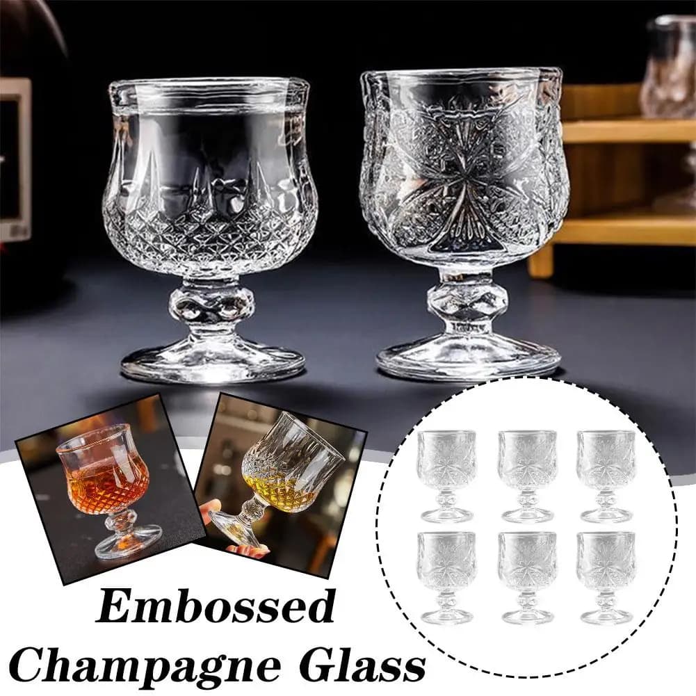 Diamond Cut Glass Goblets Set of 6