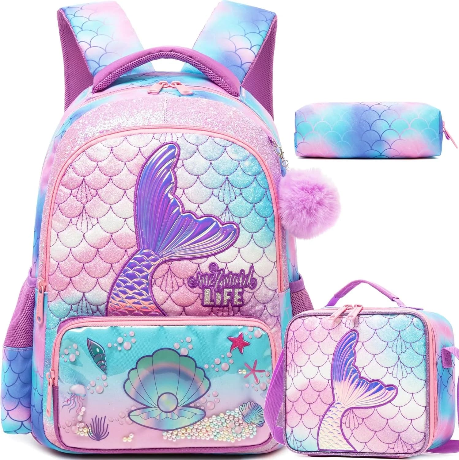 Girls School Backpack with Lunch Tote Set