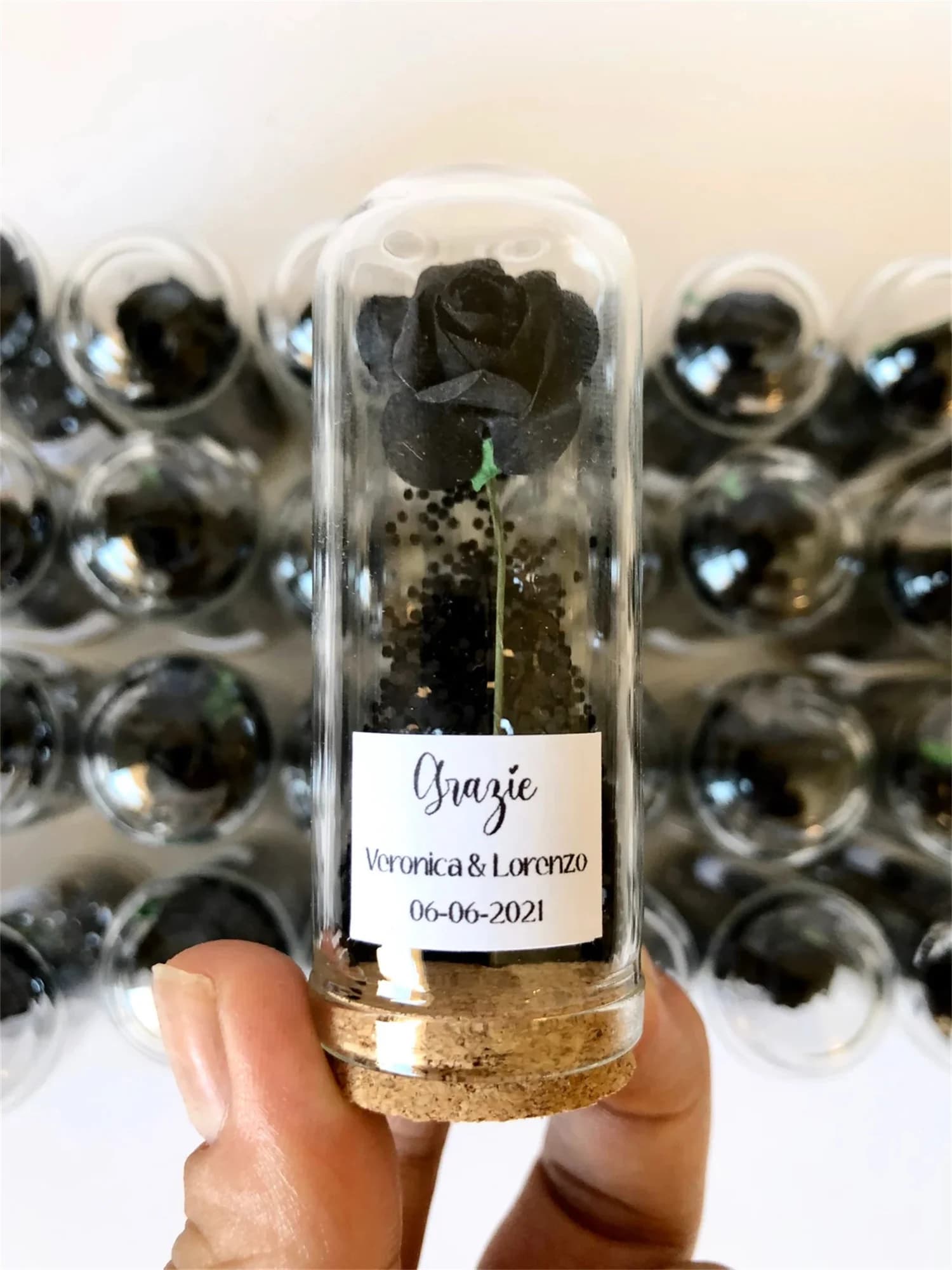 Personalized Glass Dome Rose Favors
