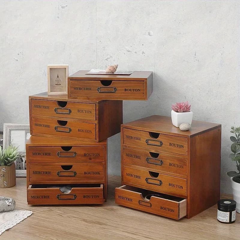 Wooden 4-Drawer Desktop File Cabinet